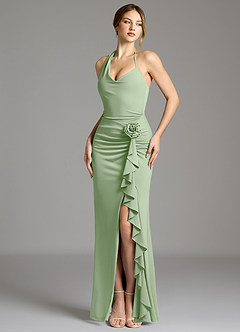 Azazie Gwyneth Robes de demoiselle d'honneur Robe Sirène en Jersey extensible de qualité supérieure Plissée Vert Sauge image4