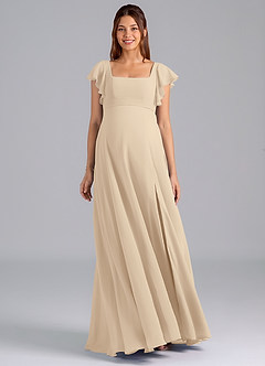 Azazie Bondi Maternity Bridesmaid Dresses A-Line Ruched Chiffon Floor-Length Dress image3