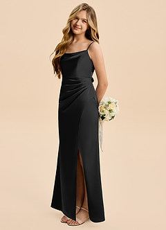 Azazie Christen Junior Klä av A-Line i Stretch Satin Plisserad image3