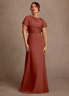 Azazie Frieda Mother of the Bride Dresses Auburn A-Line Applique Chiffon Dress image1