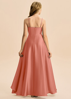 Azazie Eirlys Junior A-Linie Plissee Stretch-Satin Kleid Lachsrosa image2