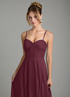 Azazie Teagan Robes de demoiselle d'honneur Robe Trapèze en Mousseline de soie Encolure en Forme de Cœur Cabernet image3