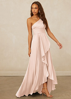 Christian Siriano Bridal for Azazie 1008 Bridesmaid Dresses Blushing Pink A-Line One Shoulder Stretch Satin Dress image4