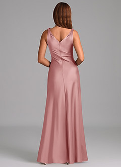 Azazie Nerine Vestidos de damas de honor Vestido de Rosa Polvorienta de Satén Elástico de Corte en A con Plisado image5