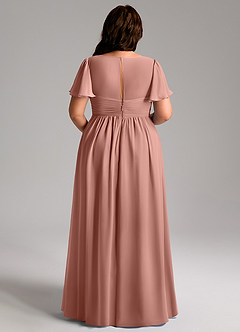 Azazie Verna Maternity Bridesmaid Dresses A-Line V-Neck Ruched Chiffon Floor-Length Dress image12