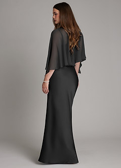 Azazie Ambra Bridesmaid Dresses Black Mermaid Pleated Stretch Satin Dress image2