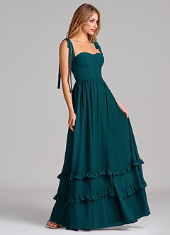 Azazie Anastacia Brautjungfernkleider A-Linie Herzausschnitt Chiffon Kleid Kiefer image3
