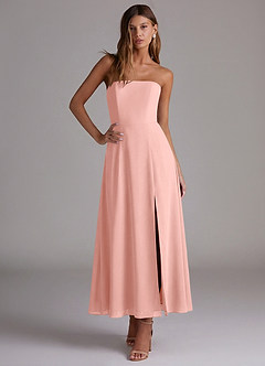 Azazie Wren Vestidos de madrinha de casamento Vestido Roseta de Chiffon de Linha A com Sem alças image5