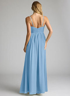 Azazie Alia Bridesmaid Dresses Powder Blue A-Line Pleated Chiffon Dress image5