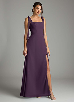 Azazie Debra Bridesmaid Dresses Plum A-Line with Pockets Chiffon Convertible Dress image1