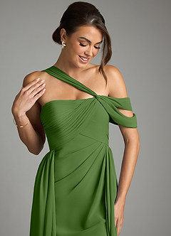 Azazie Kassandra Vestidos de damas de honor Vestido de Albahaca de Gasa de Corte en A con Vestidos sin tirantes image2