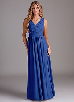 Azazie Kingsley Bridesmaid Dresses Royal Blue A-Line Lace Chiffon Dress image1