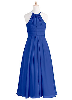 Azazie Ginger Junior Royal Blue A-Line Pleated Chiffon Dress image8