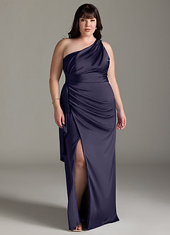 Azazie Maive Bridesmaid Dresses Stormy Sheath Ruched Stretch Satin Dress image10