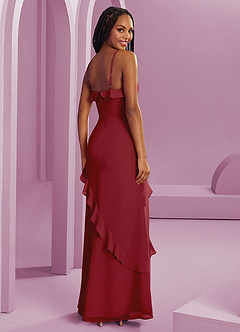 Barbie ♥ Azazie Bridesmaid Dresses Pomegranate Sheath Chiffon Dress image2