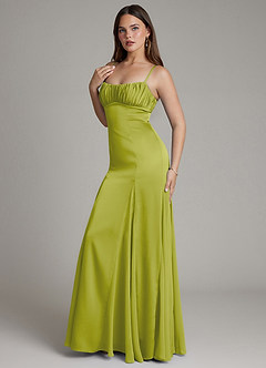 Azazie Avira Bridesmaid Dresses Lemongrass Mermaid Stretch Satin Dress image6