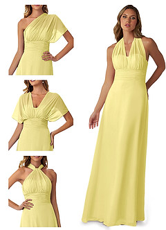 Azazie Fifi Bridesmaid Dresses Lemon Sorbet A-Line Strapless Chiffon Convertible Dress image7