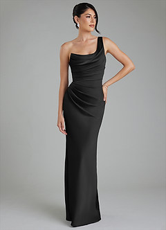 Azazie Sabrina Bridesmaid Dresses Black Mermaid Corset Stretch Satin Dress image7