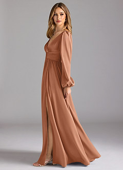 Azazie Norah Brautjungfernkleider A-Linie Stretch-Satin Kleid Bronzer image4