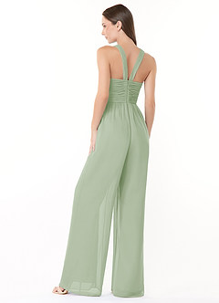 Azazie Berdie Vestidos de damas de honor Salvia Polvorienta de Gasa de Mono con Halter image4