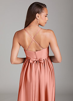 Azazie Llana Brautjungfernkleider für Schwangere A-Linie mit Taschen Stretch-Satin Bodenlänge Kleid image4