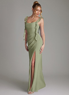 Azazie Jessamine Bridesmaid Dresses Pistachio Mermaid Corset Chiffon Dress image6