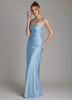 Azazie Agustina Bridesmaid Dresses Powder Blue Mermaid Corset Stretch Satin Dress image5
