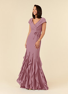 Azazie Bailora Mother of the Bride Dresses Vintage Mauve Mermaid Ruched Chiffon Dress image1