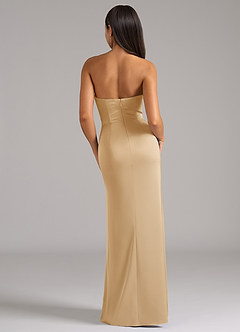 Azazie Marla Bridesmaid Dresses Gold Sheath Strapless Stretch Satin Convertible Dress image6