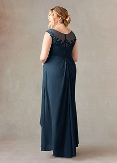 Azazie Endora Final Sale Dark Navy A-Line Scoop Lace Chiffon Dress image9