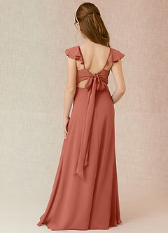 Azazie Everett Junior Clay A-Line Chiffon Dress image2