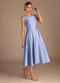 Azazie Fulton Mother of the Bride Dresses Ice A-Line Pleated Stretch Satin Dress image2