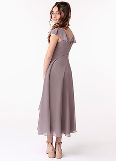 Azazie Posie Junior A-Linie Gestreift Chiffon Kleid Dämmerung image2