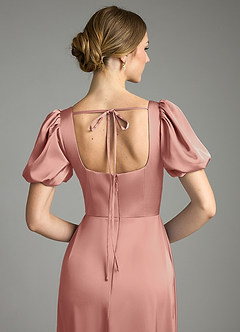 Azazie Fyona Abiti da Damigella Abito A-Line in Raso Elasticizzato Plissettato Rosetta image2