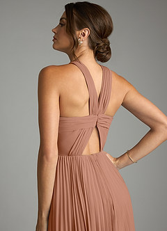 Azazie Afra Bridesmaid Dresses Bronzer A-Line Pleated Chiffon Dress image6
