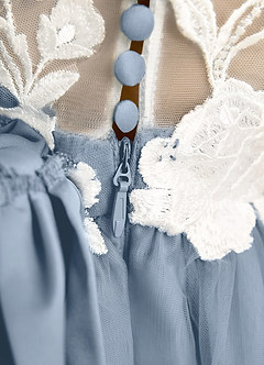 Azazie Sundae Flower Girl Dresses Dusty Blue Ball-Gown Lace Dress image8