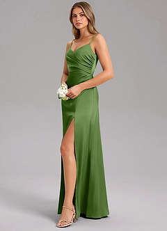 Azazie Azuree Suknie dla druhen Linia A Pofałdowany Satyna elastyczna Do ziemi Sukienka image4