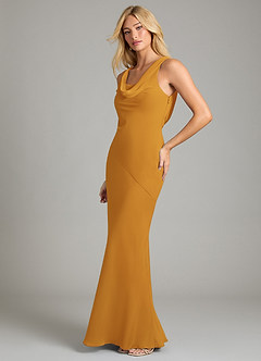 Azazie Rylina Bridesmaid Dresses Butterscotch Mermaid Pleated Chiffon Dress image4