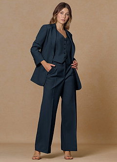 front Rowan Bleu Marine Pantalon de performance en tissage raffiné