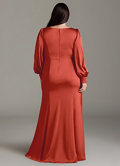 Azazie Raye Brautjungfernkleider Meerjungfrau-Linie Langarm Stretch-Satin Kleid Rost image8
