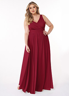 Azazie Kora Bridesmaid Dresses Burgundy A-Line Pleated Chiffon Dress image7
