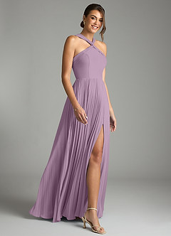 Azazie Afra Bridesmaid Dresses Wisteria A-Line Pleated Chiffon Dress image3