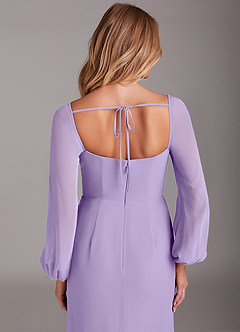 Azazie Charissa Bridesmaid Dresses Lilac Sheath Long Sleeve Chiffon Dress image2