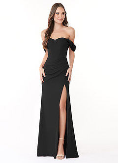 Azazie Lynnie Bridesmaid Dresses Black Mermaid Off the Shoulder Chiffon Convertible Dress image1