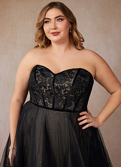 Azazie Persephone Hochzeitskleider Ballkleid Spitze Tüll Kleid Schwarz Nude image15