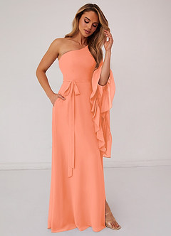 Barbie ♥ Azazie Bridesmaid Dresses Sunset A-Line Long Sleeve Chiffon Dress image4