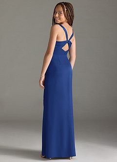 Azazie Mero Junior Royal Blue Mermaid Pleated Stretch Satin Dress image2