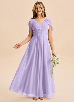 Azazie Emma Junior A-Linie Plissee Chiffon Kleid Flieder image5