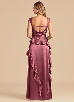 Azazie Sloane Robes de demoiselle d'honneur Robe Trapèze en Satiné métallisé Encolure en Forme de Cœur Rose Du Désert image6
