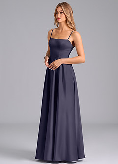 Azazie Elita Bridesmaid Dresses Stormy A-Line Pleated Stretch Satin Dress image4